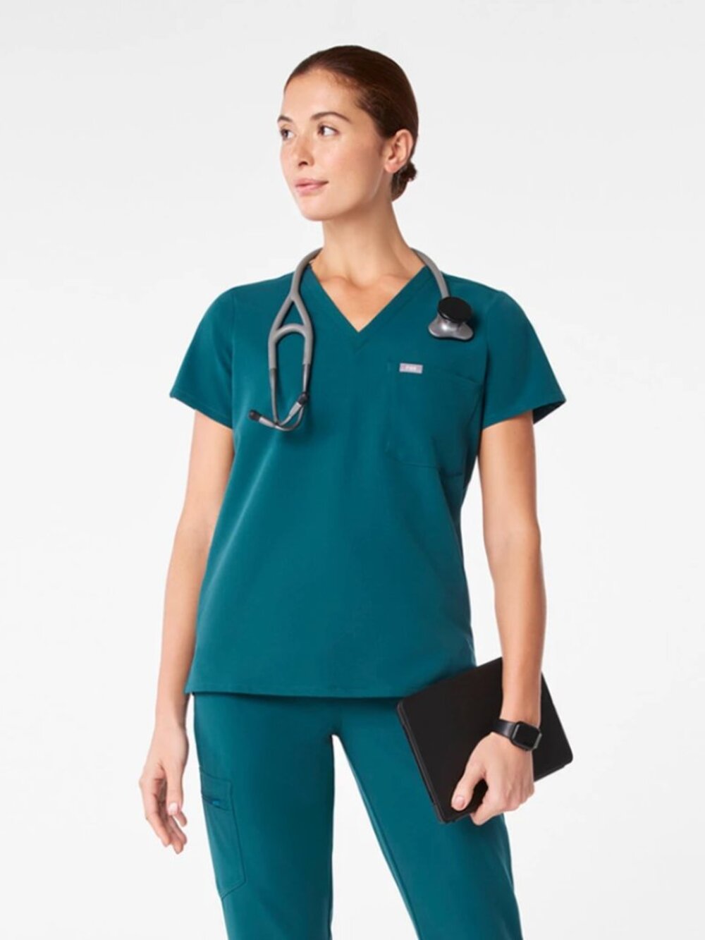 FIGS Women's Catarina Scrub Top - Caribbean Blue